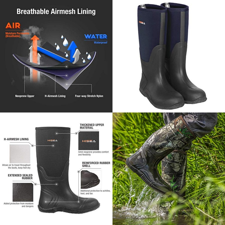 Fishing Boots - Мужские резиновые сапоги HISEA, водонепроницаемые, прочные,