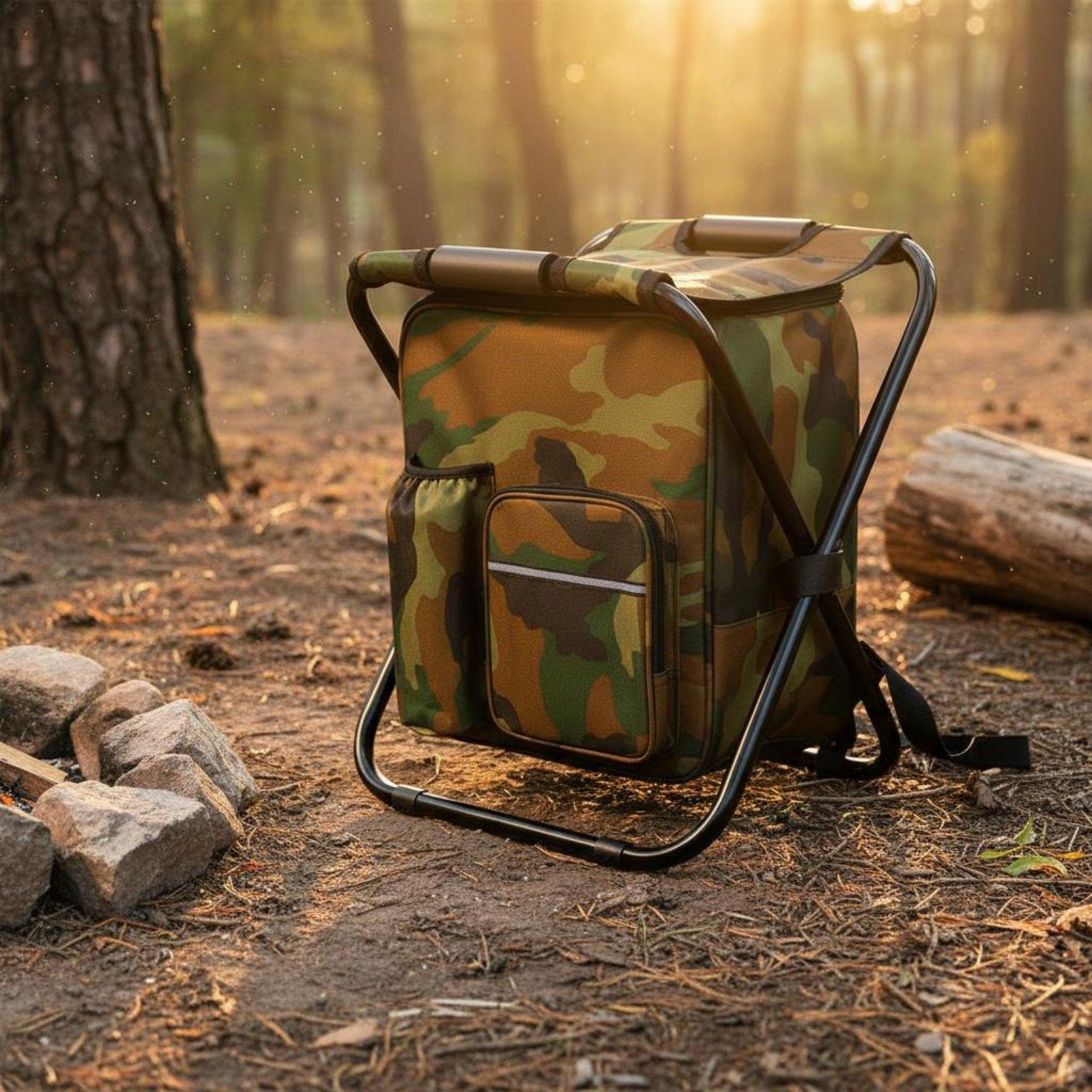 Fishing Backpack - Рюкзак-холодильник со складным стулом: универсальное многофункциональное